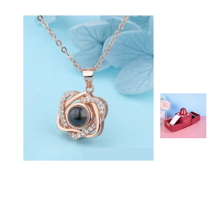 BTN Metal Rose Jewelry Gift Box with Crystal Necklace – Valentine’s & Wedding Gift - Baby Time Now