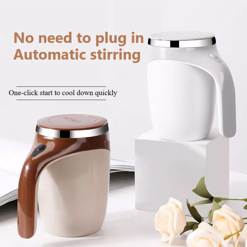 BTN Self-Stirring Coffee Cup – Rechargeable Magnetic Mixer Mug for Home & Office (400ml) - Baby Time Now