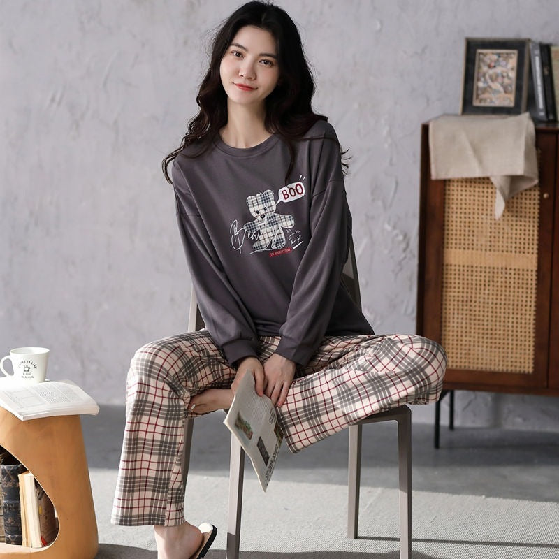 BTN Pajamas Set Women Cute Cartoon Print Sleepwear 2 Piece Lounge Sets - Baby Time Now