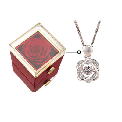BTN Rotating Rose Jewelry Box – Elegant Acrylic Gift Box for Rings & Earrings - Baby Time Now