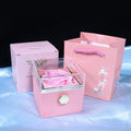 BTN Rotating Rose Jewelry Gift Box – Preserved Flower & Drawer for Rings & Earrings - Baby Time Now