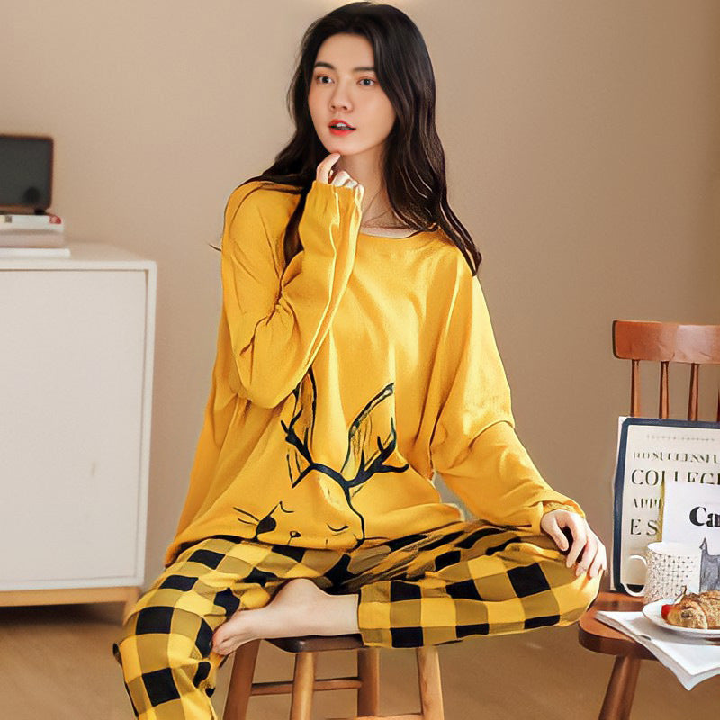 BTN Pajamas Set Women Cute Cartoon Print Sleepwear 2 Piece Lounge Sets - Baby Time Now