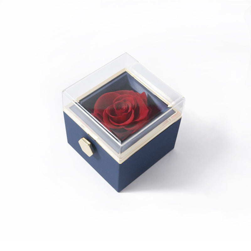 BTN Rotating Rose Jewelry Box – Elegant Acrylic Gift Box for Rings & Earrings - Baby Time Now