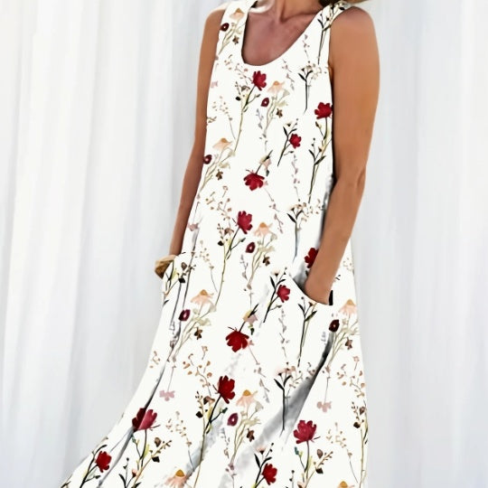 White dress with floral pattern on a white background