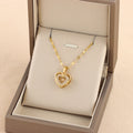 BTN Double-Layer Love Necklace – Rhinestone Titanium Steel Heart Pendant for Women - Baby Time Now