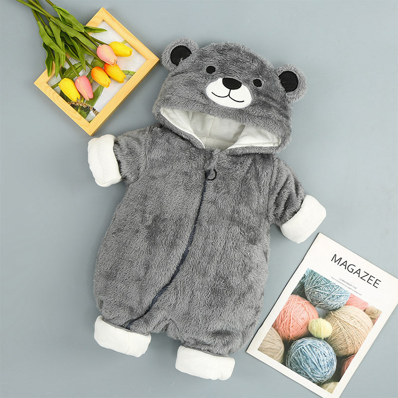 BTN Baby Cotton Hooded Onesie – Thick Winter Jumpsuit for Infants & Toddlers - Baby Time Now