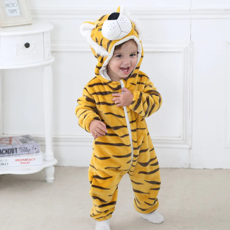 Baby Jumpsuit Newborn Flannel Animal Romper - Baby Time Now