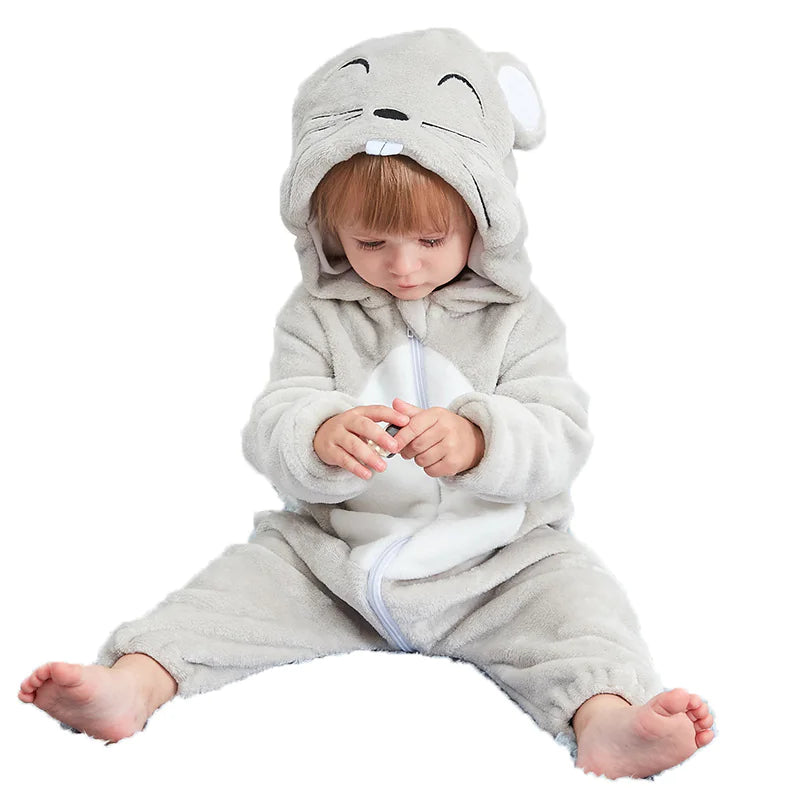 Baby Jumpsuit Newborn Flannel Animal Romper - Baby Time Now