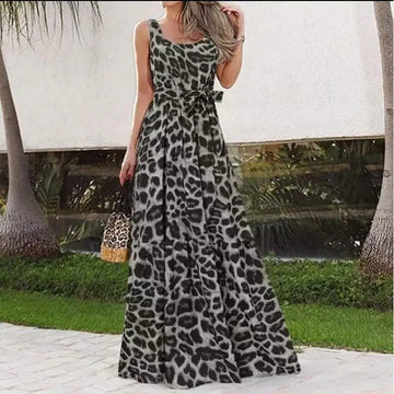 BTN - Irregular Maxi Cake Dress – Belted Sleeveless Long Dress in Inclusive Sizes
