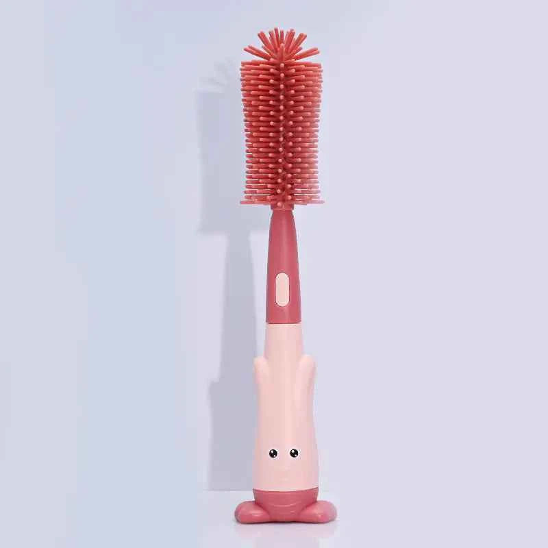 Silicone Bottle Cleaning Brush – Long Handle Rotating Design for Baby Bottles, Nipples & Lids | Scratch-Free, BPA-Free, 3 Colors