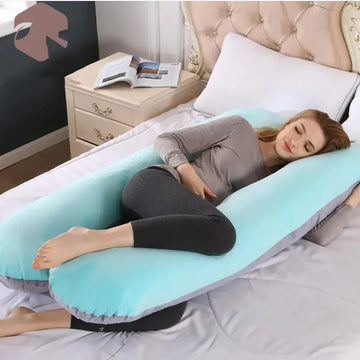 U-Shaped Pregnancy Pillow for Full-Body Support – Soft Cotton Cover and Comfortable PP Filling, Ideal for Maternity Sleep and Postpartum Care