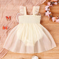 Baby Girl Smocking Sling Butterfly Mesh Gown - Baby Time Now