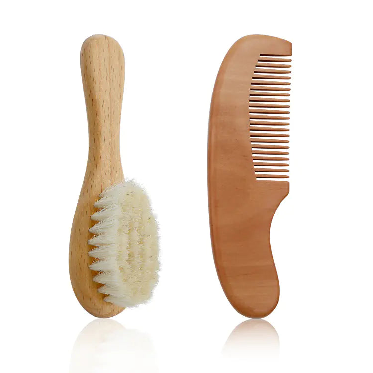 Baby Wool Brush Set for Baby Shower and Grooming - Baby Time Now