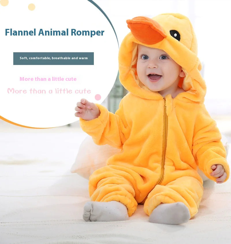 Baby Jumpsuit Newborn Flannel Animal Romper - Baby Time Now
